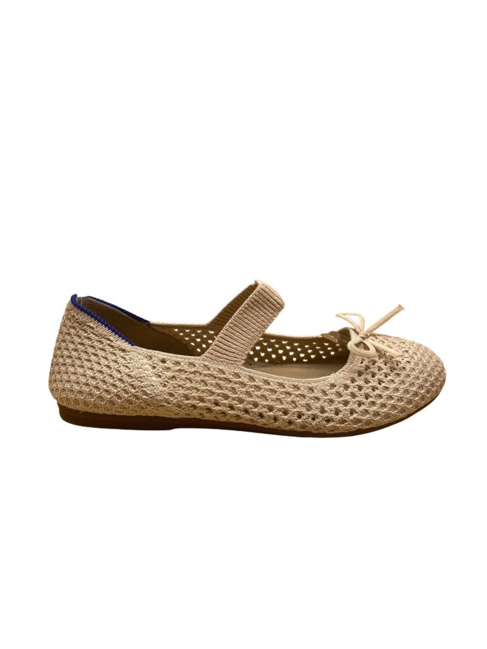 Rothys Kids Beige Knit Mary Jane Bow Ballet Flats Size K2